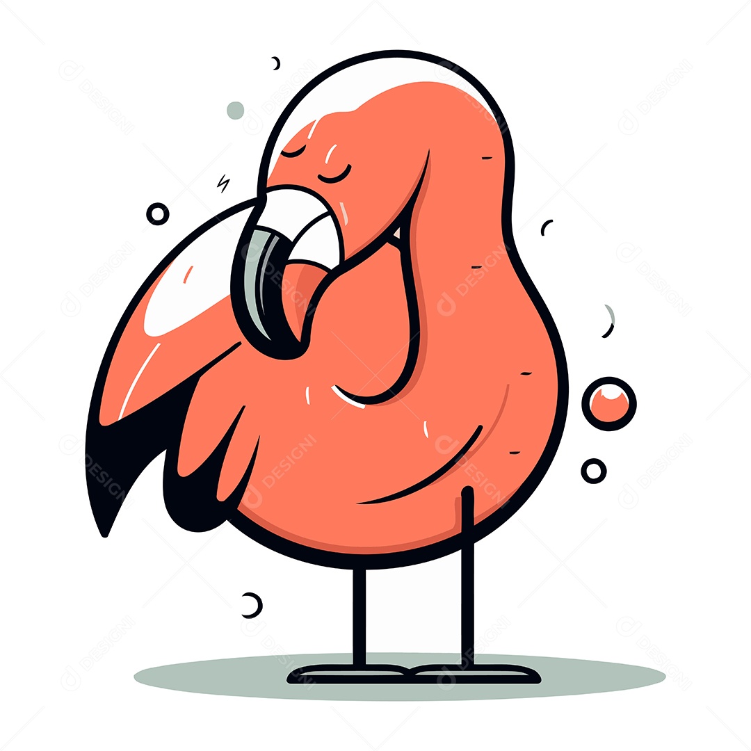 Flamingo de Desenho Animado Ilustração Vetor EPS