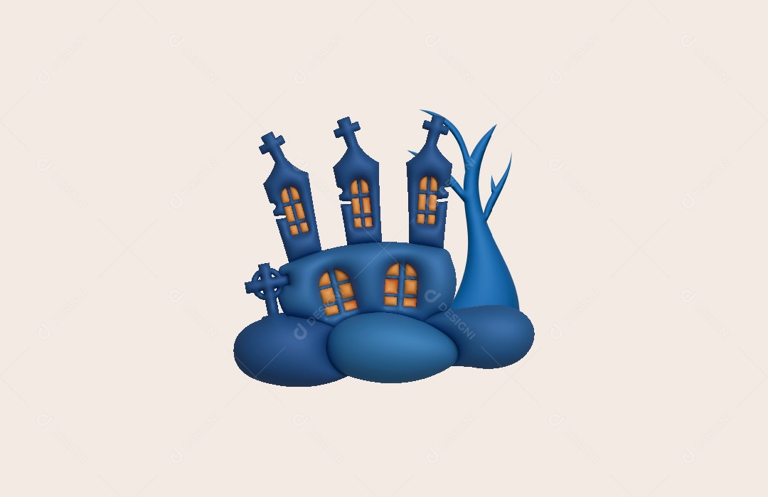 Castelo do Halloween Ilustração 3D Vetor EPS