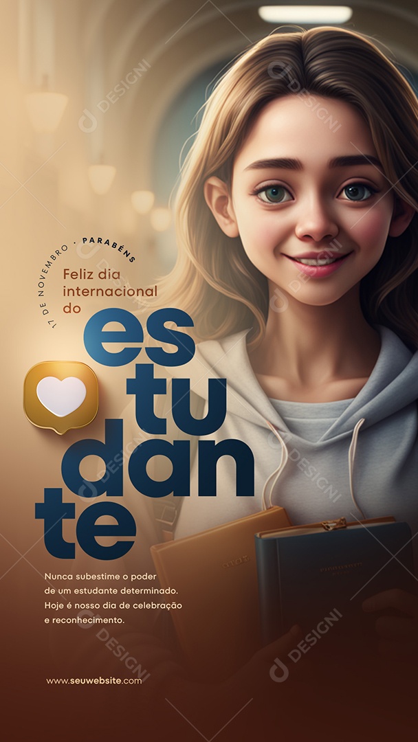 Story Feliz Dia Internacional Do Estudante 17 De Novembro Social Media PSD Editável
