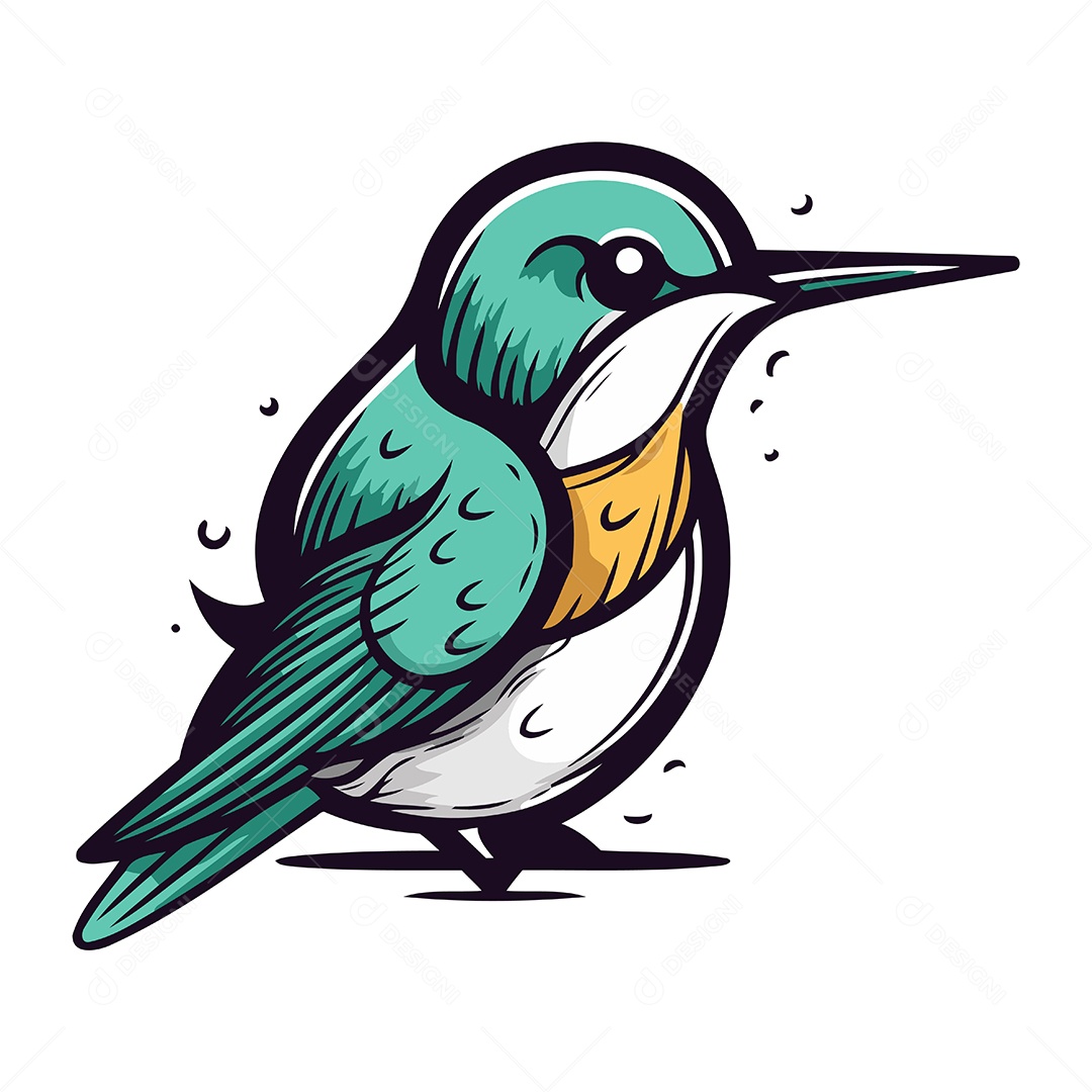 Martim Pescador de Desenho Animado Ilustração Vetor EPS