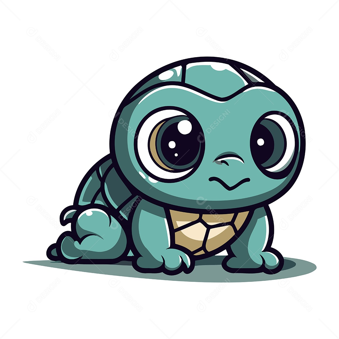 Tartaruga Fofa de Desenho Animado Ilustração Vetor EPS