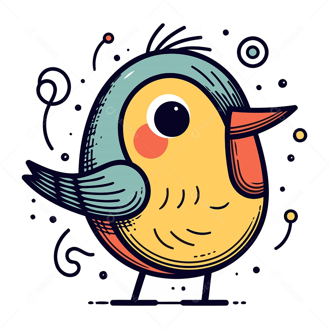 Passarinho Fofo de Desenho Animado Ilustração Vetor EPS