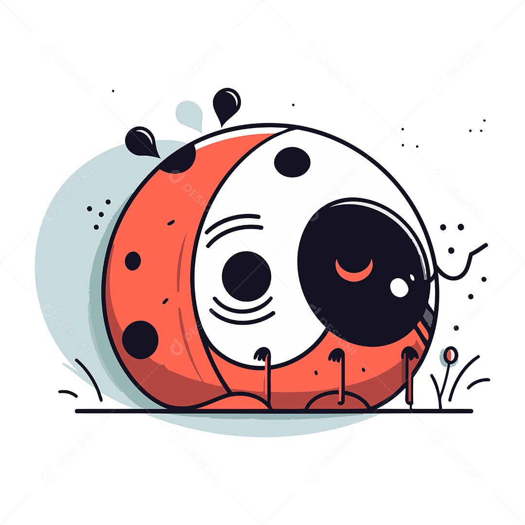 Joaninha de Desenho Animado Ilustração Vetor EPS