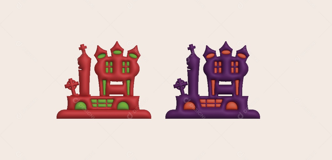 Castelo do Halloween Ilustração 3D Vetor EPS