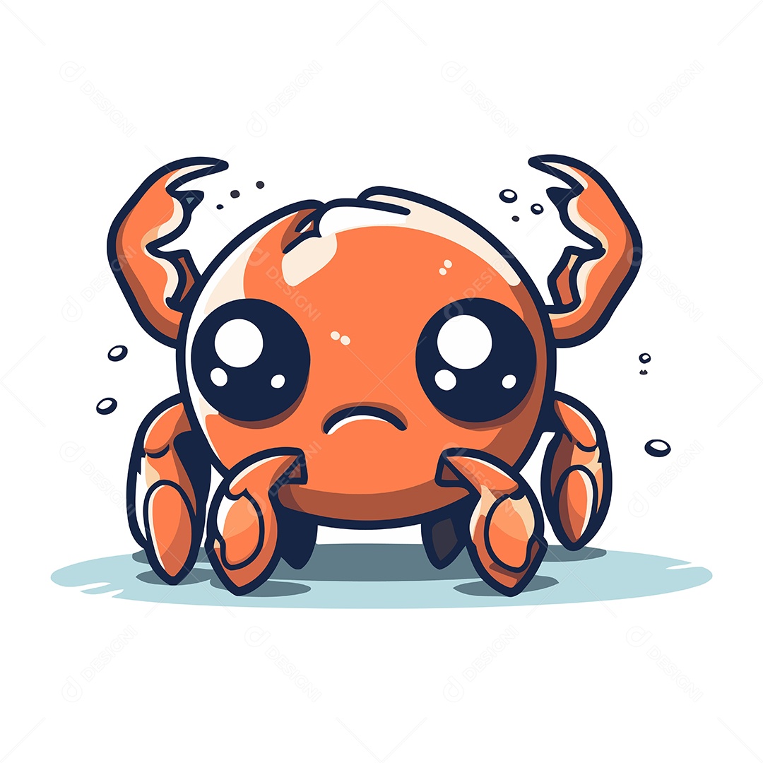 Caranguejo Fofo de Desenho Animado Ilustração Vetor EPS