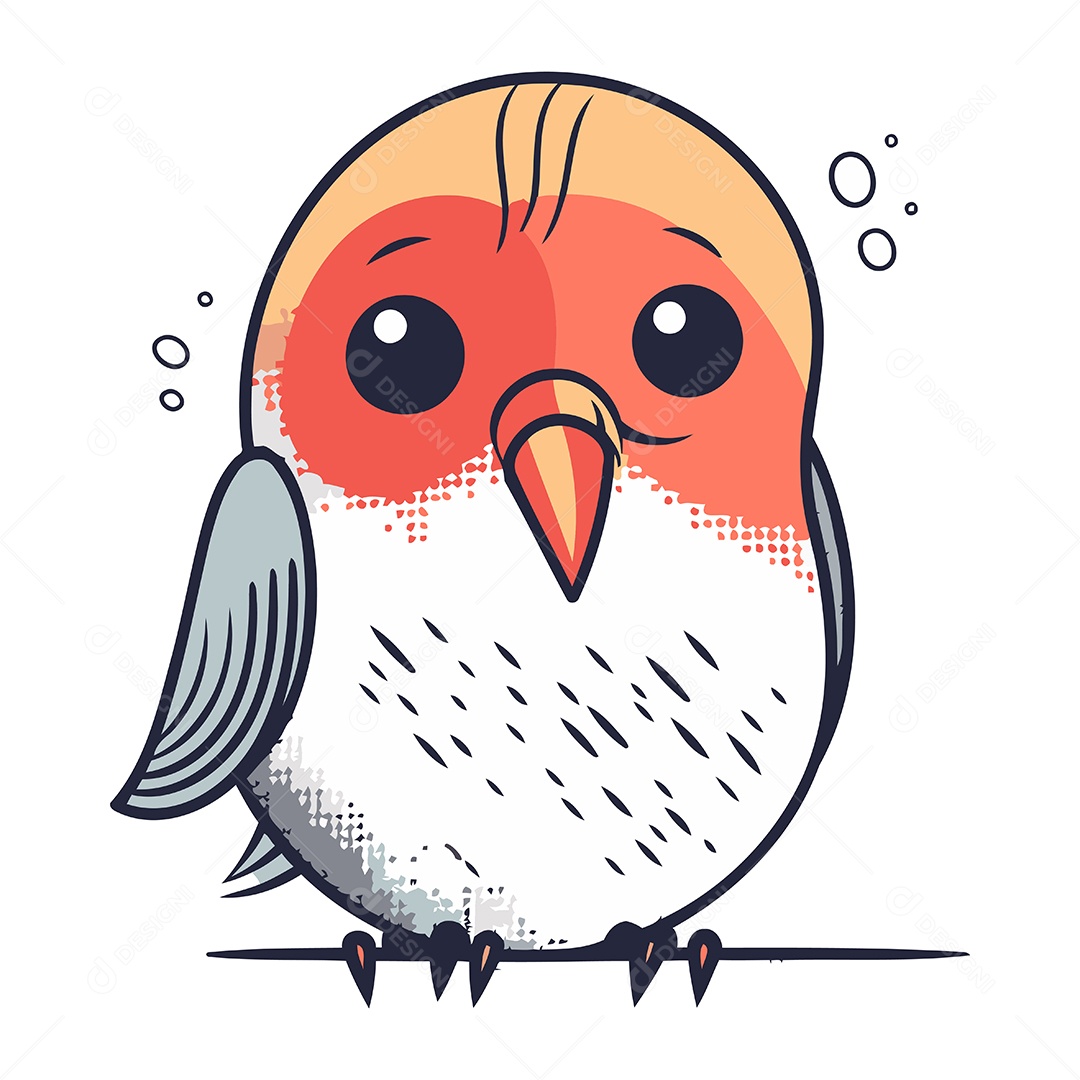 Passarinho Fofo de Desenho Animado Ilustração Vetor EPS