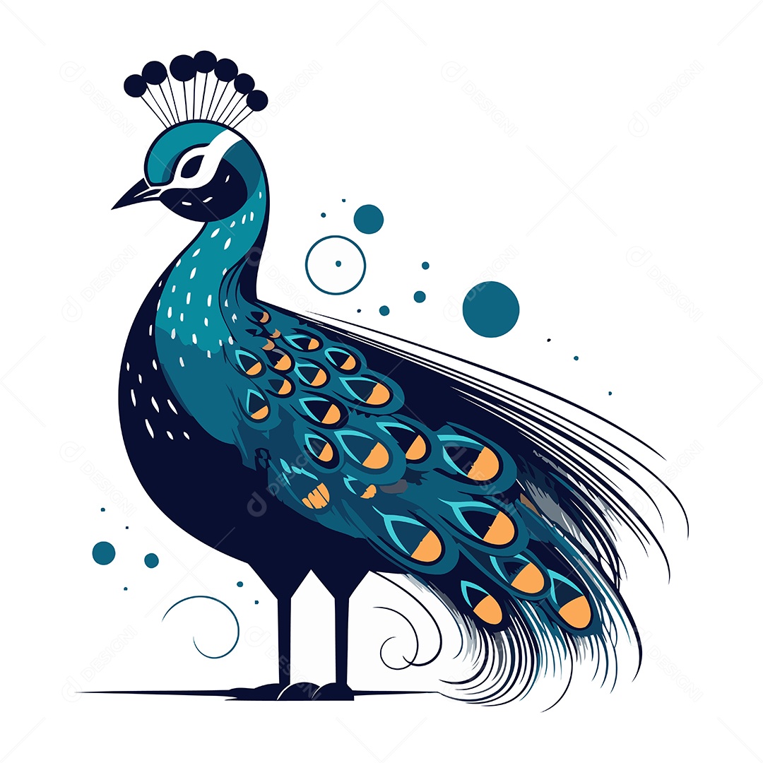 Pavão de Desenho Animado Ilustração Vetor EPS