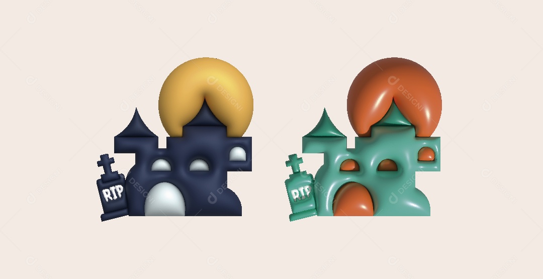 Castelo do Halloween Ilustração 3D Vetor EPS