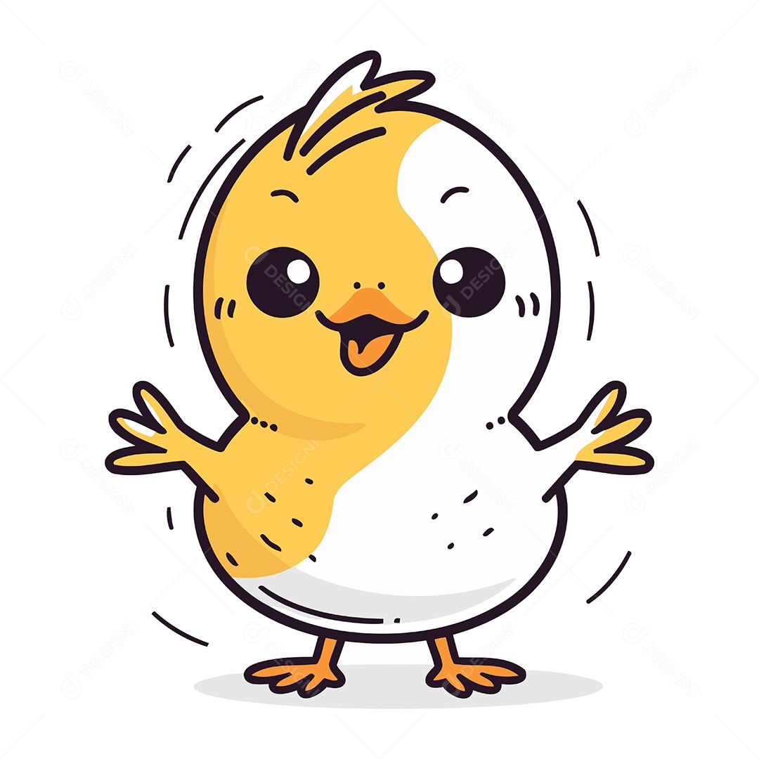 Pintinho de Desenho Animado Ilustração Vetor EPS