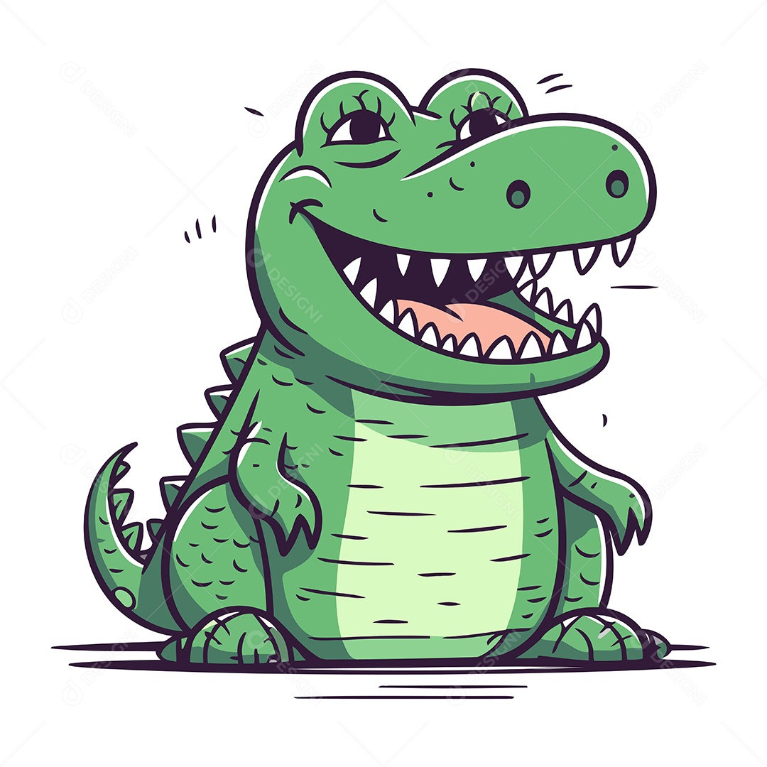 Crocodilo Fofo de Desenho Animado Ilustração Vetor EPS