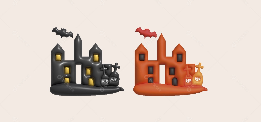 Castelo do Halloween Ilustração 3D Vetor EPS