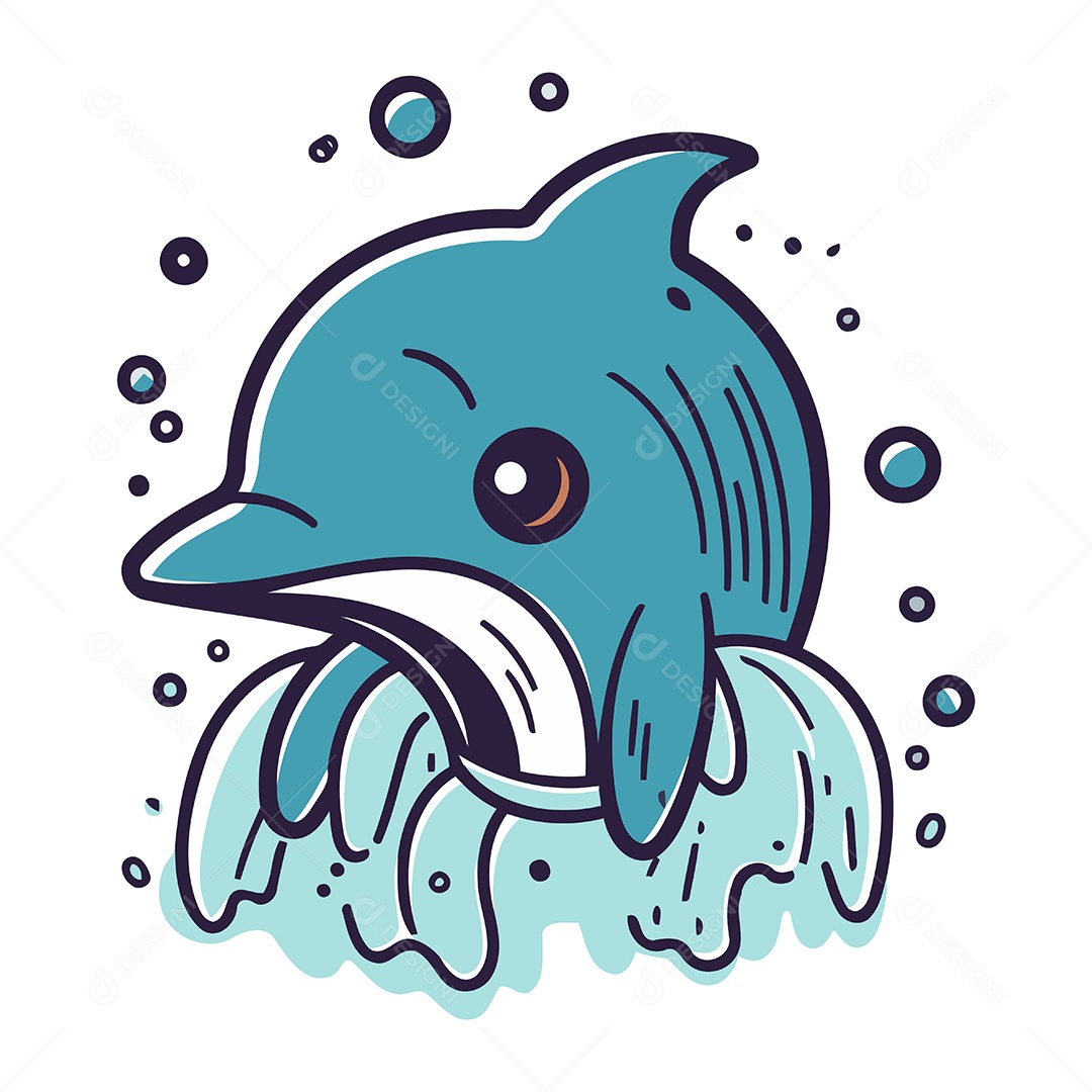 Baleia Fofa de Desenho Animado Ilustração Vetor EPS