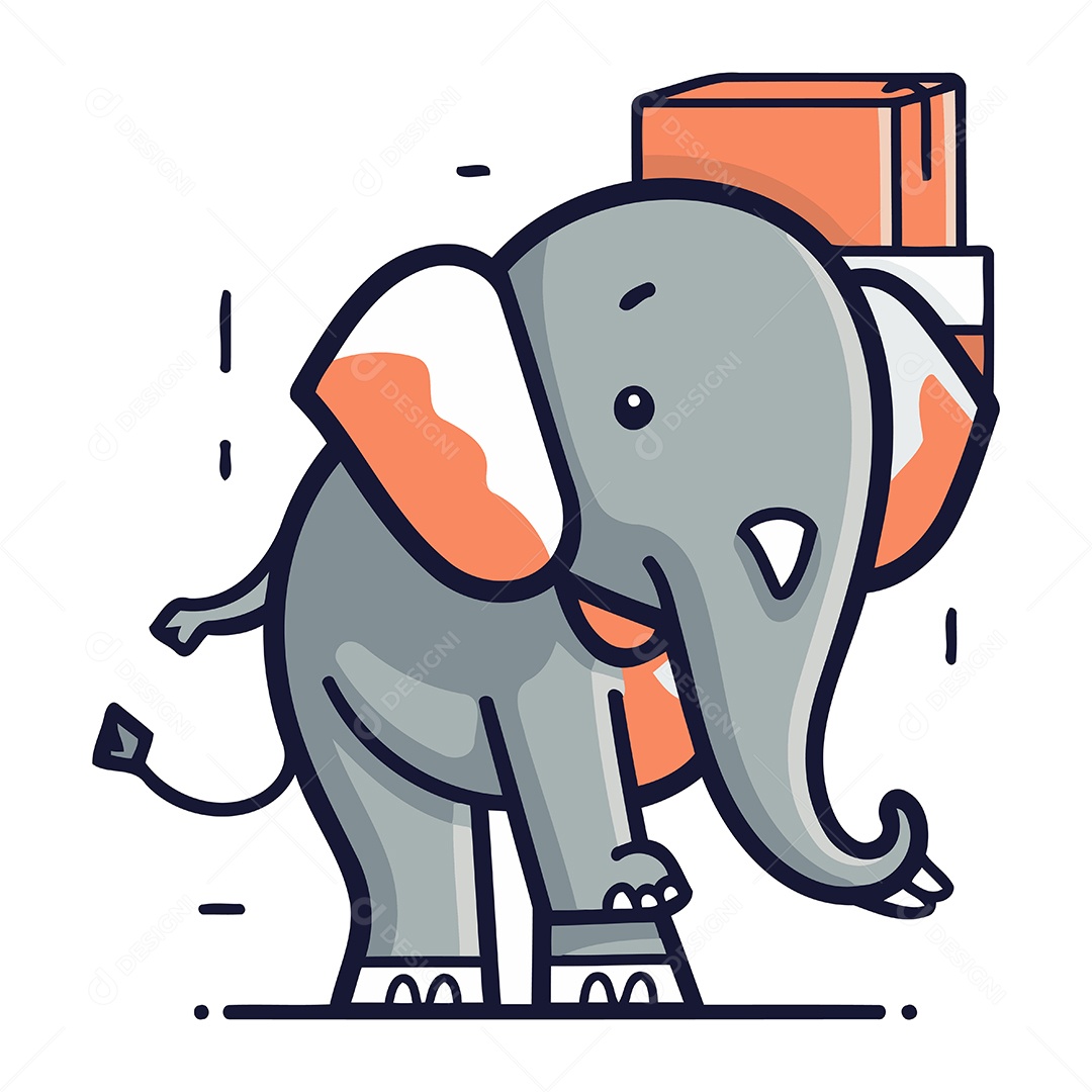 Elefante Carregando Caixa Ilustração Vetor EPS
