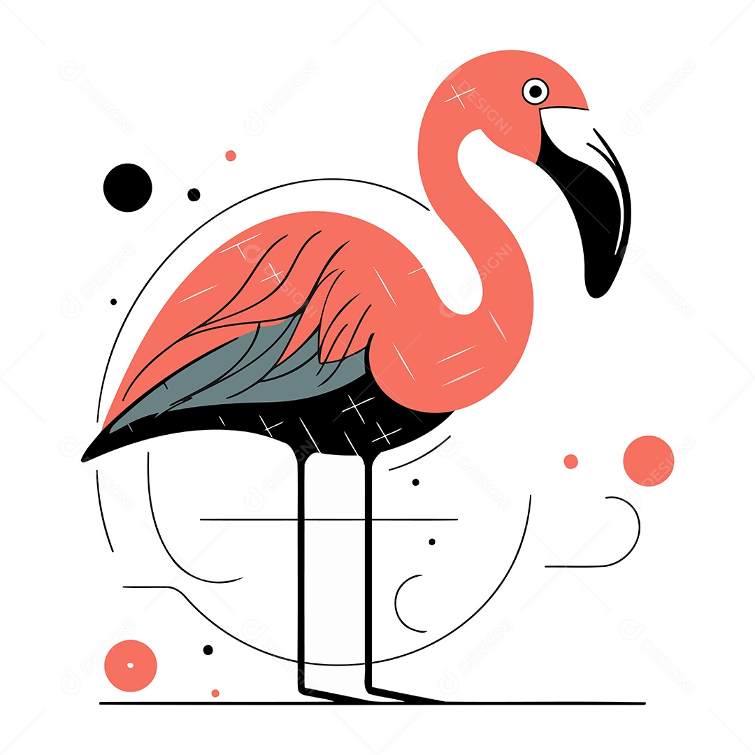 Flamingo de Desenho Animado Ilustração Vetor EPS