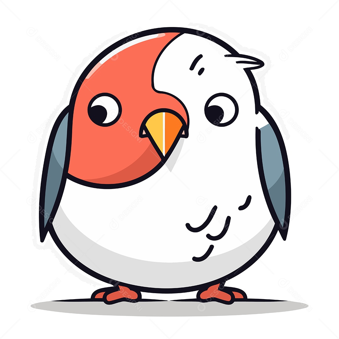 Pássaro Fofo de Desenho Animado Ilustração Vetor EPS