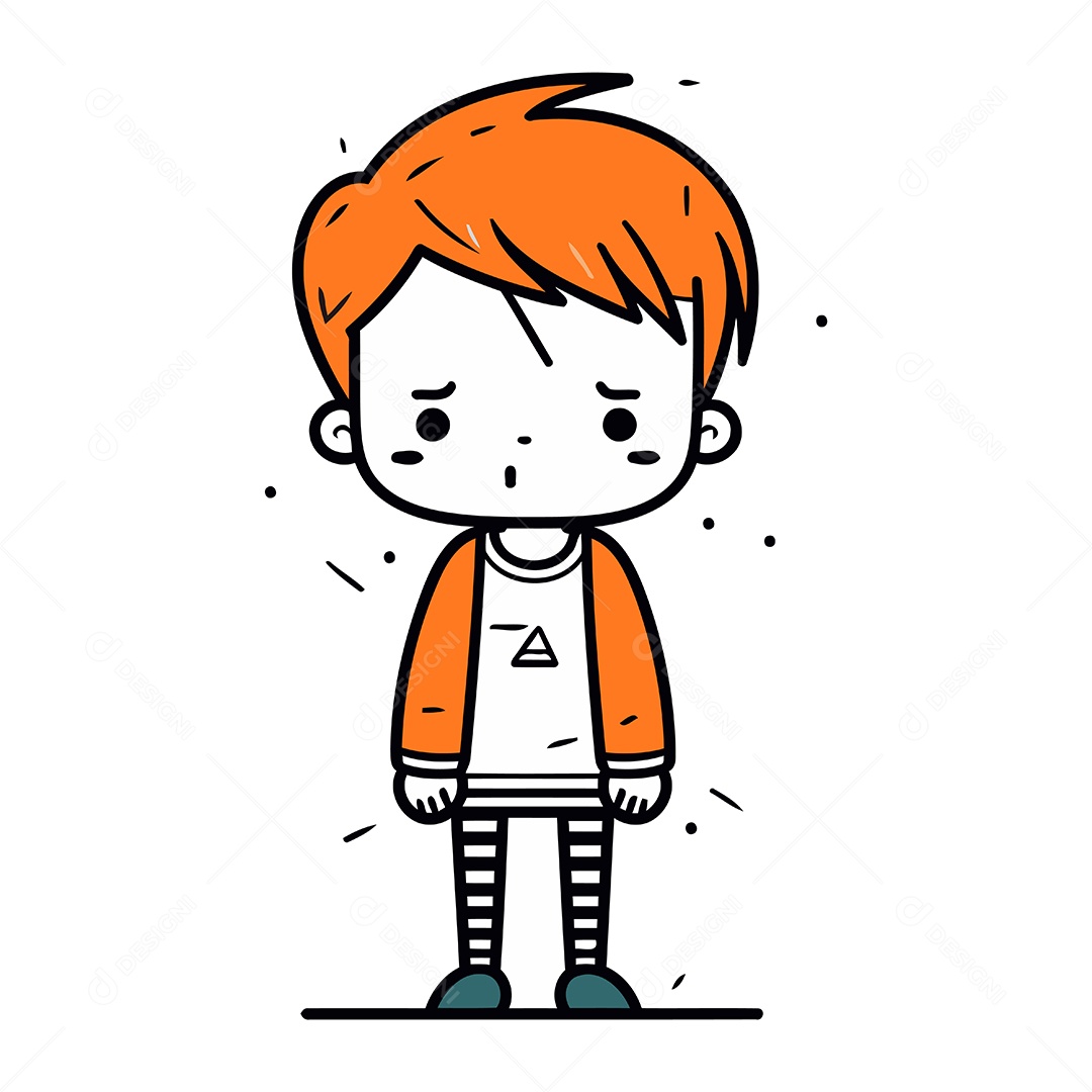 Menino Triste de Desenho Animado Ilustração Vetor EPS