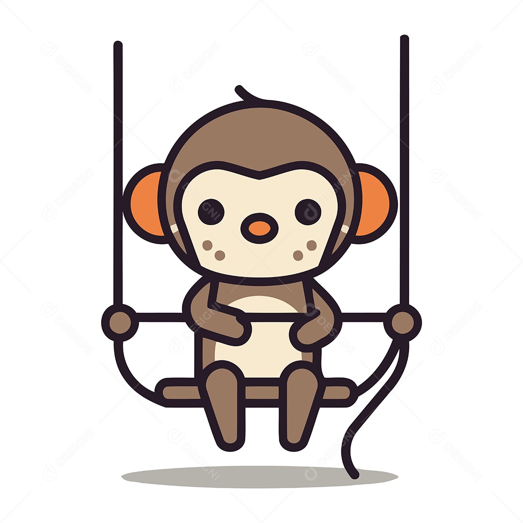 Macaco Fofo em um Balanço Ilustração Vetor EPS