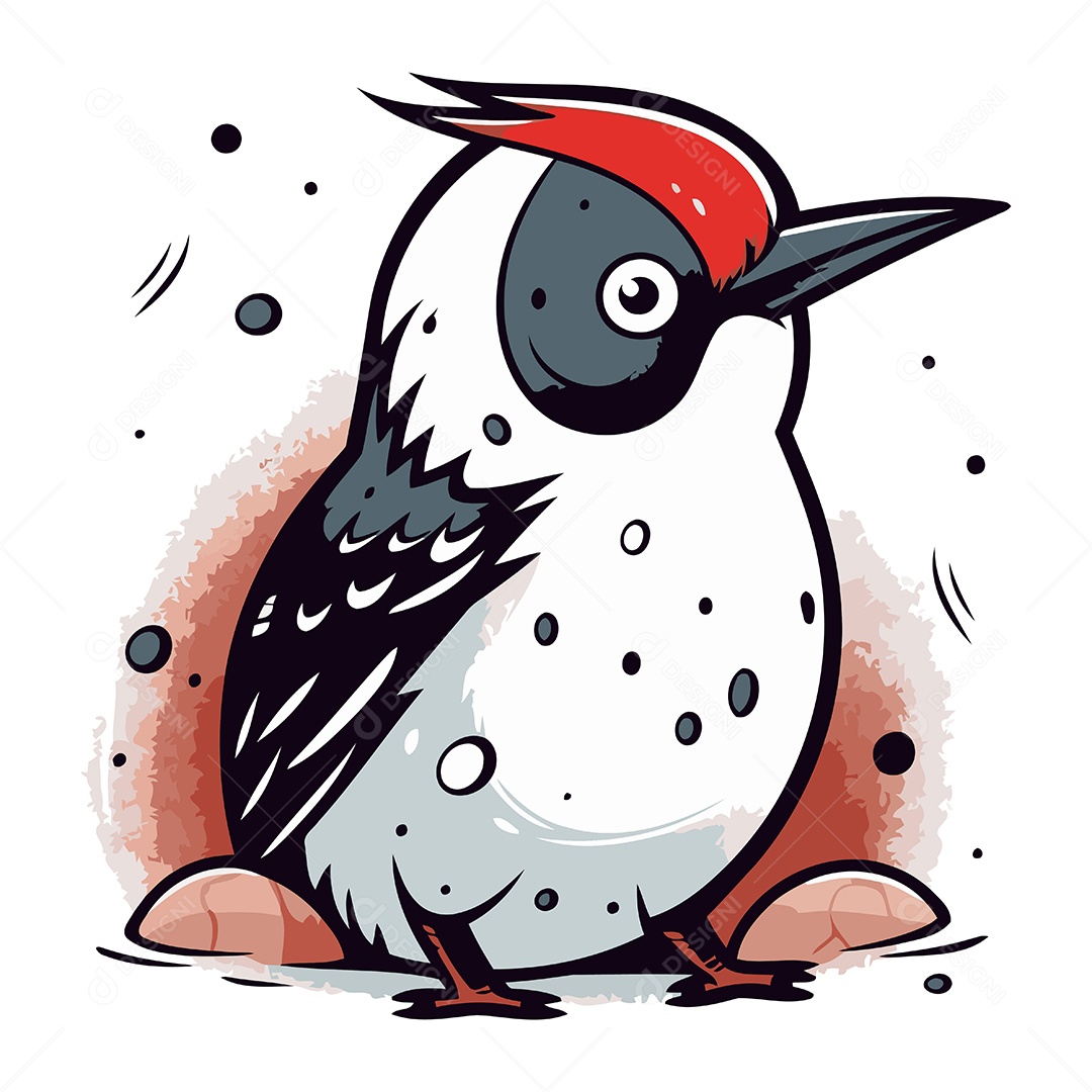 Pica Pau Fofo de Desenho Animado Ilustração Vetor EPS