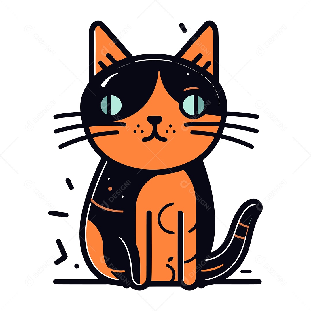 Gato Fofo de Desenho Animado Ilustração Vetor EPS