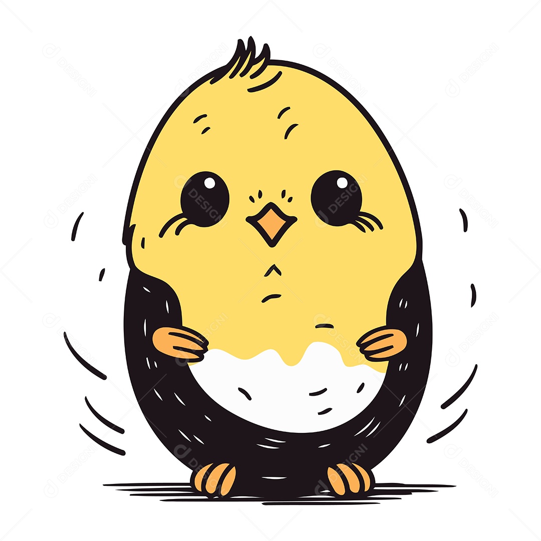 Pintinho Fofo de Desenho Animado Ilustração Vetor EPS