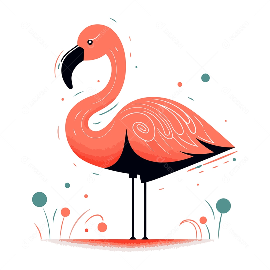 Flamingo de Desenho Animado Ilustração Vetor EPS