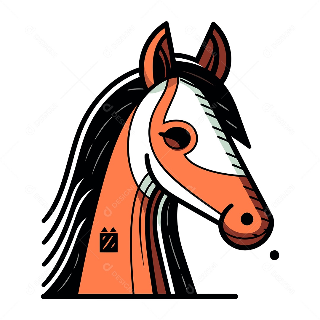 Cabeça de Cavalo Desenho Animado Ilustração Vetor EPS