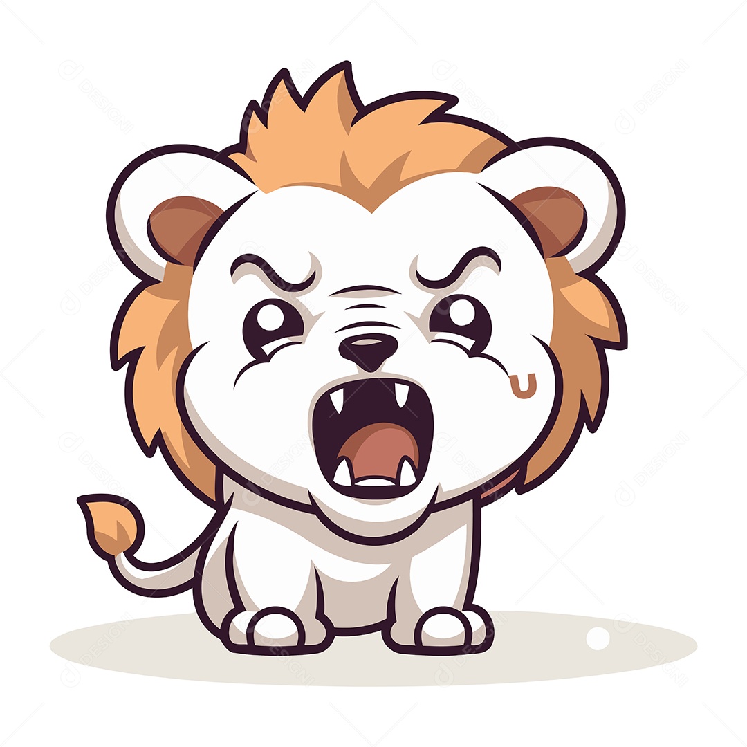 Leão Bravo de Desenho Animado Ilustração Vetor EPS