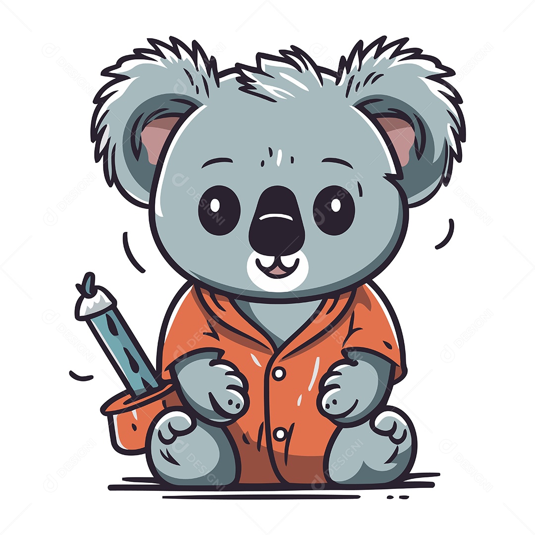 Coala Fofo com uma Camisa Vermelha Ilustração Vetor EPS