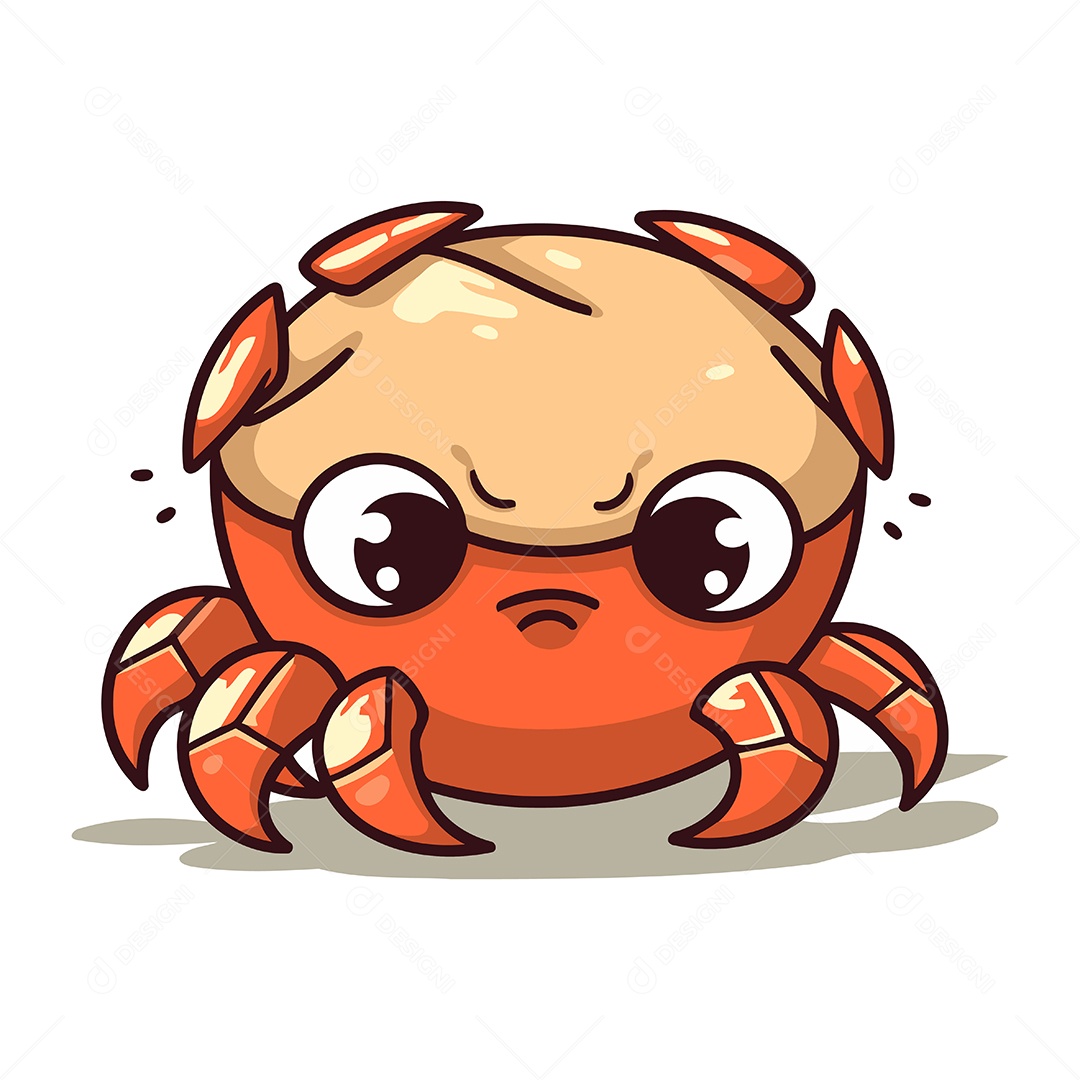 Caranguejo Fofo de Desenho Animado Ilustração Vetor EPS