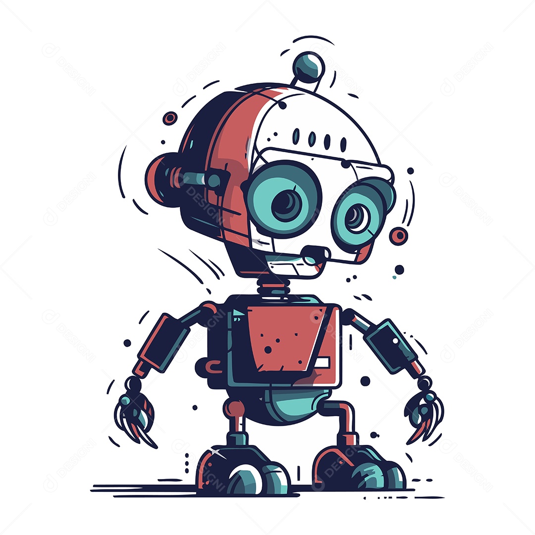 Robô de Desenho Animado Ilustração Vetor EPS