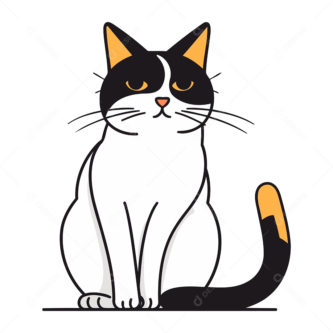 Gato Fofo de Desenho Animado Ilustração Vetor EPS