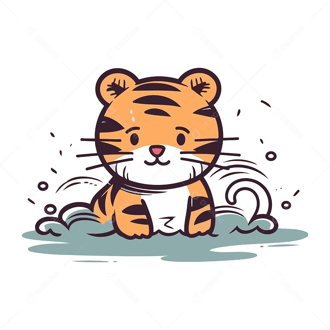 Tigre de Desenho Animado Ilustração Vetor EPS