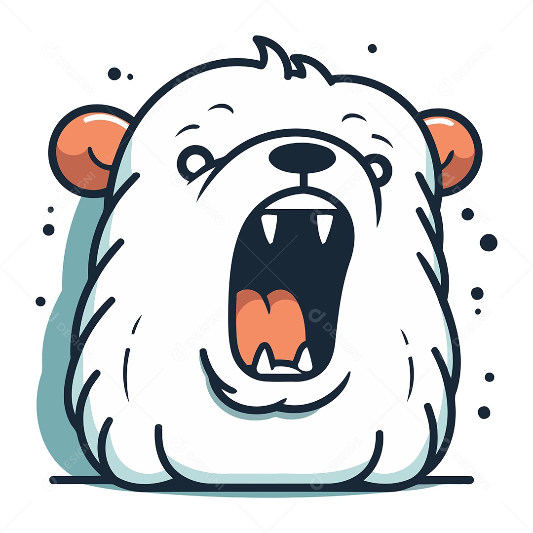 Urso Polar Fofo de Desenho Animado Ilustração Vetor EPS