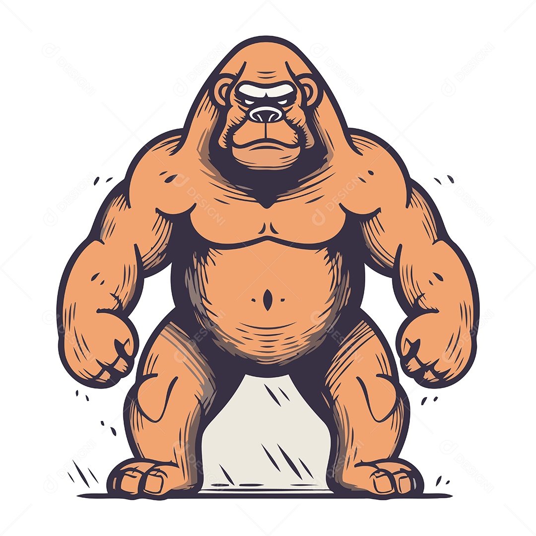 Gorila de Desenho Animado Ilustração Vetor EPS