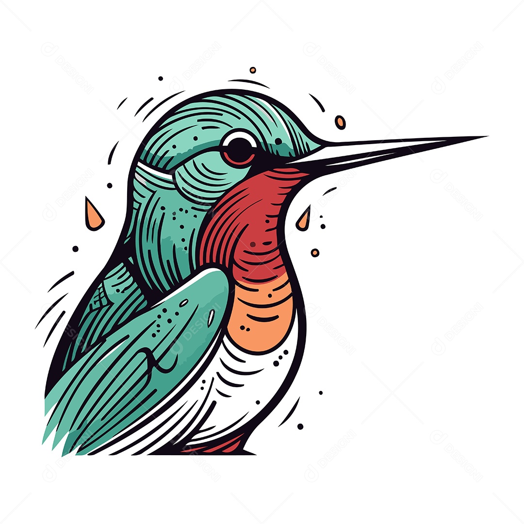 Beija Flor de Desenho Animado Ilustração Vetor EPS