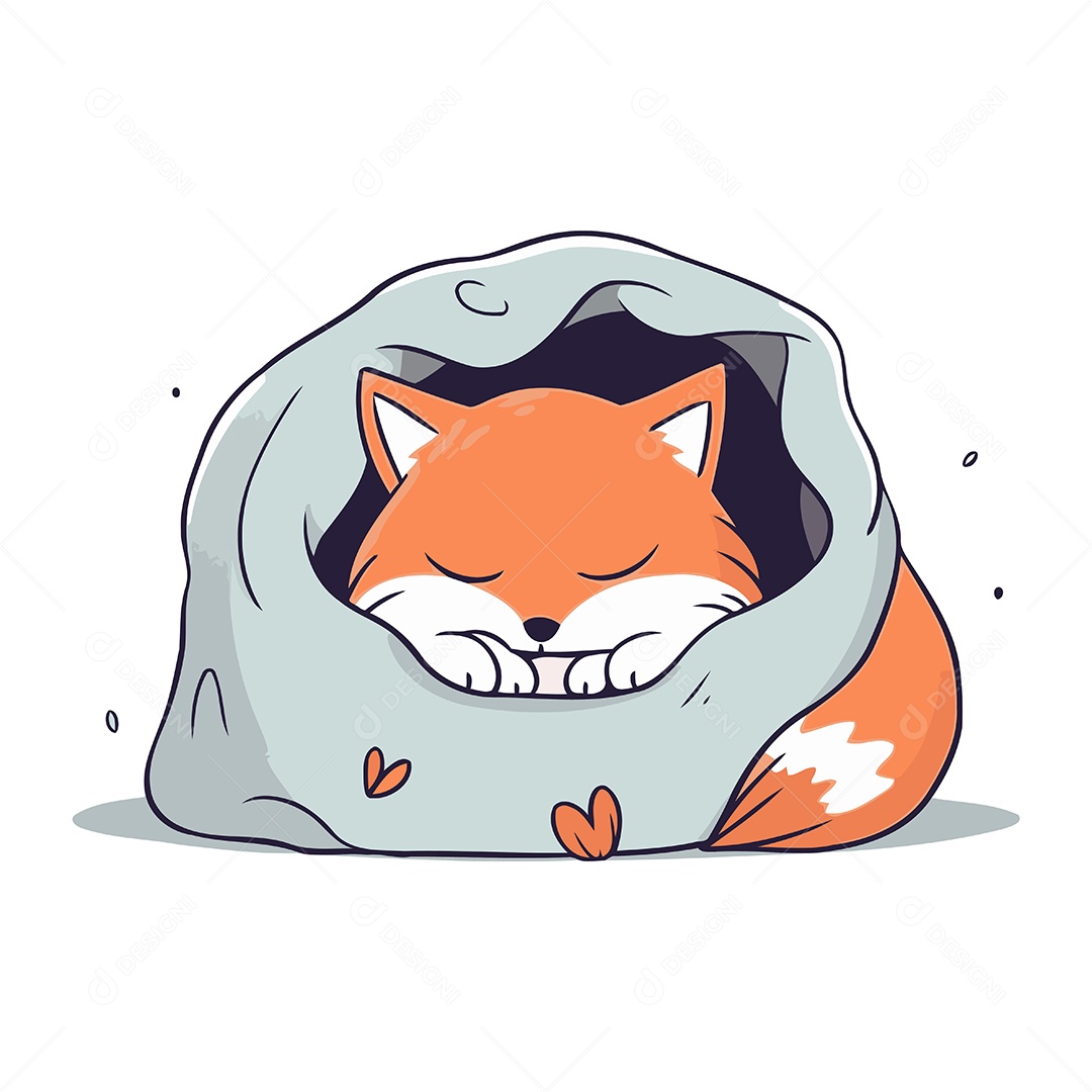 Raposa Fofa de Desenho Animado Ilustração Vetor EPS