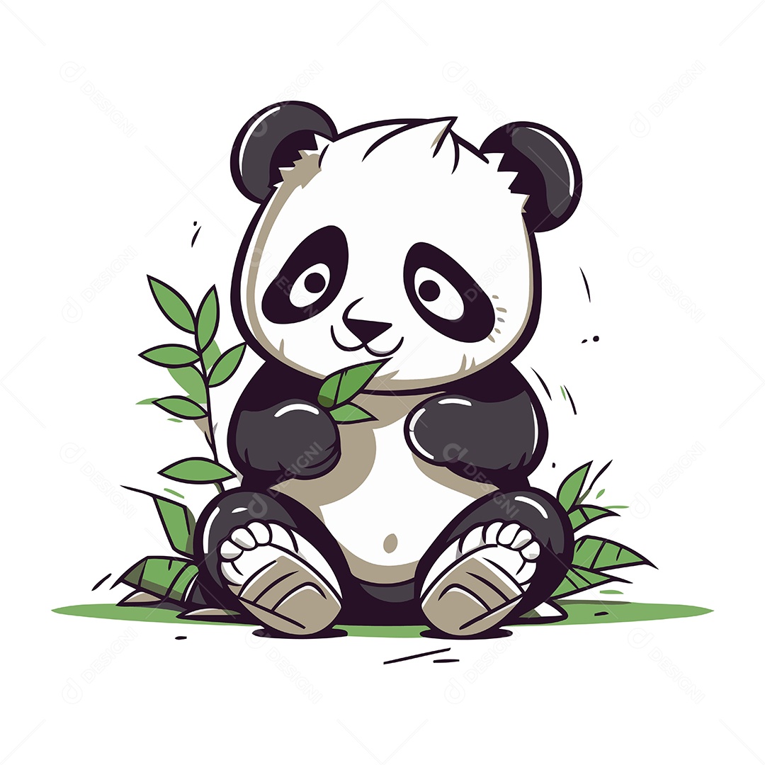 Panda Fofo de Desenho Animado Ilustração Vetor EPS