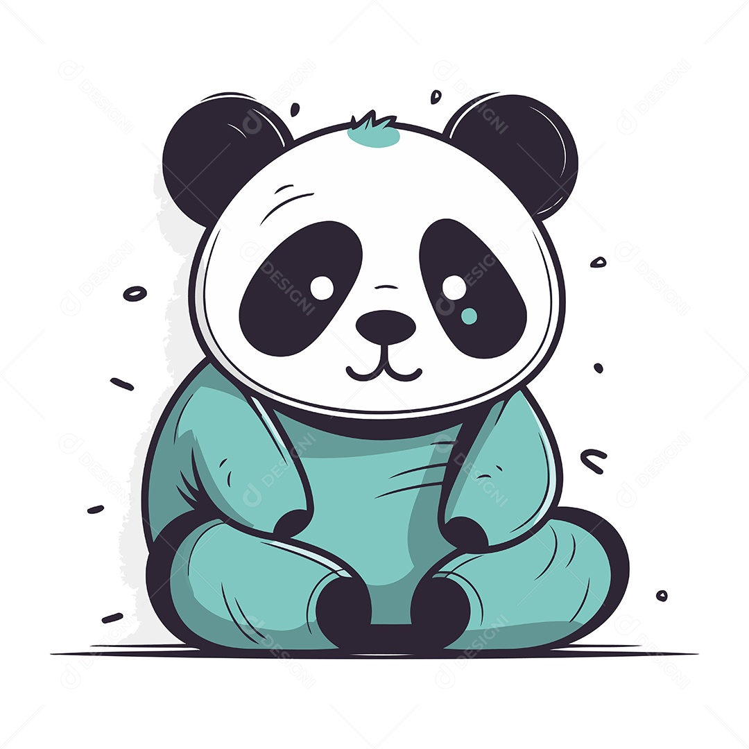 Urso Panda Fofo de Desenho Animado Ilustração Vetor EPS