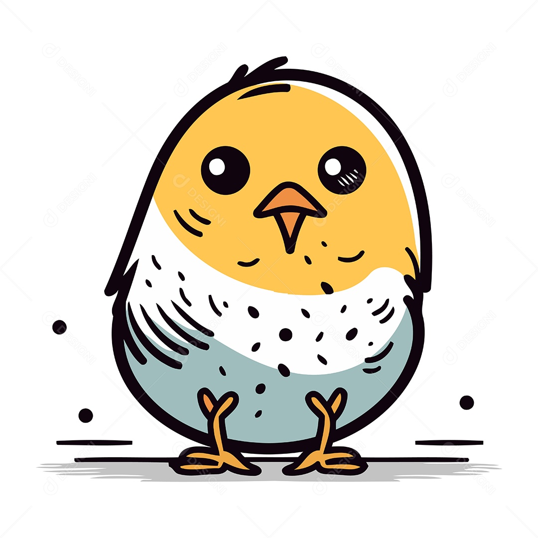 Pintinho Fofo de Desenho Animado Ilustração Vetor EPS