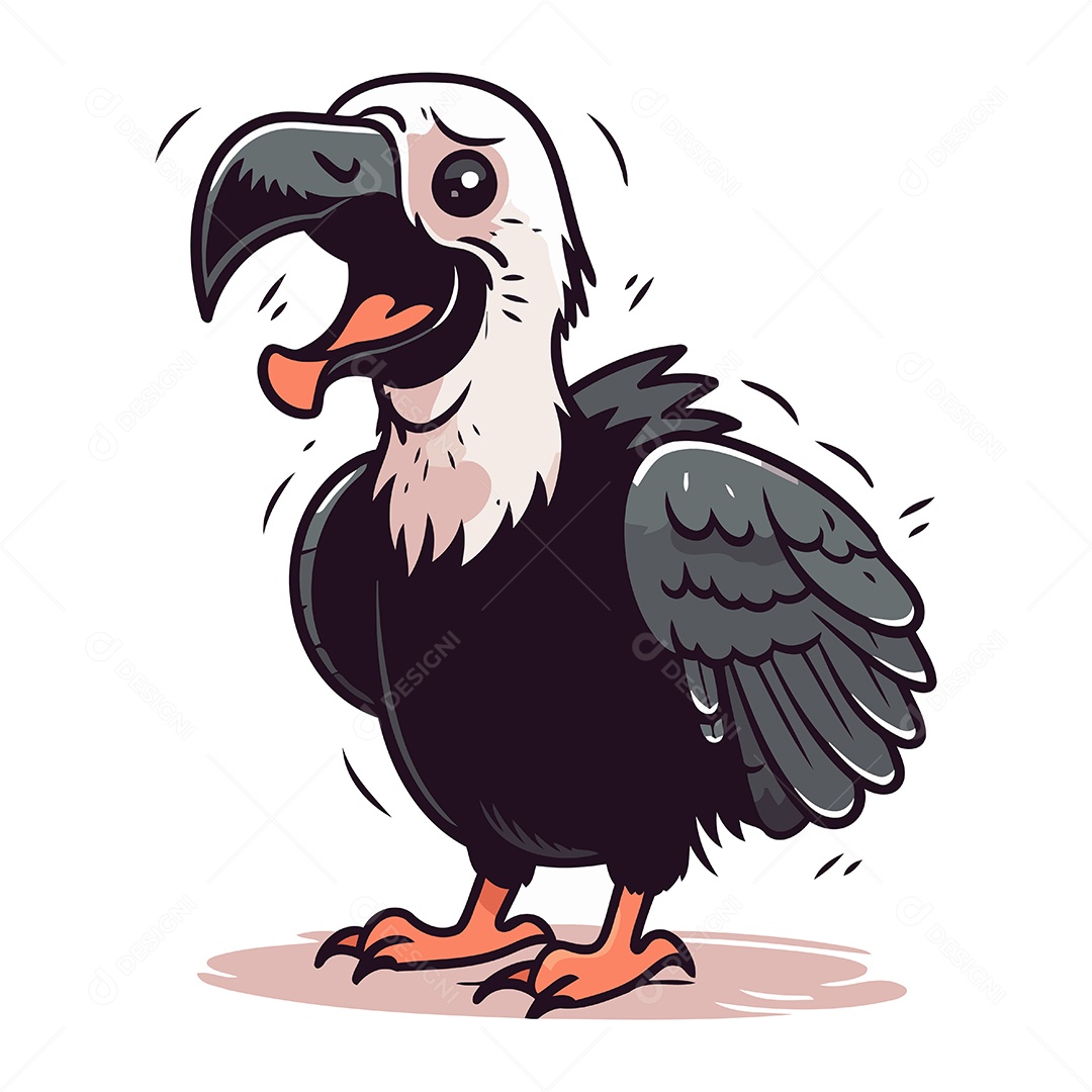 Pássaro Abutre de Desenho Animado Ilustração Vetor EPS