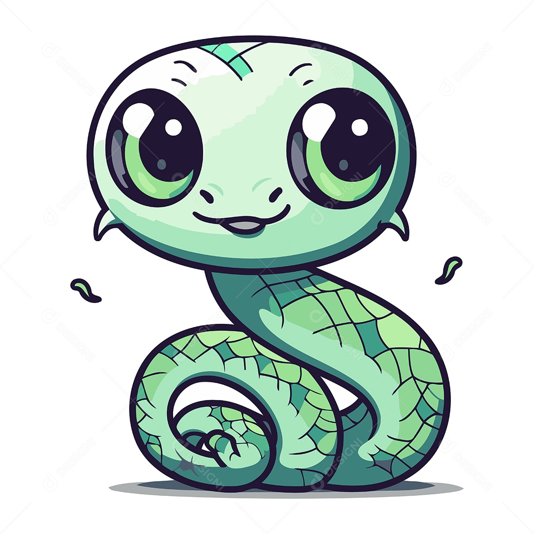 Cobra Fofa de Desenho Animado Ilustração Vetor EPS