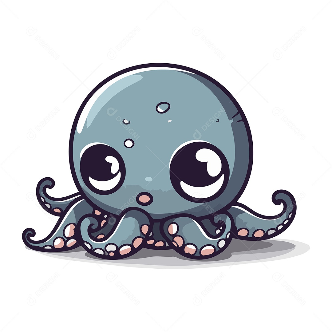 Polvo Bonito de Desenho Animado Ilustração Vetor EPS
