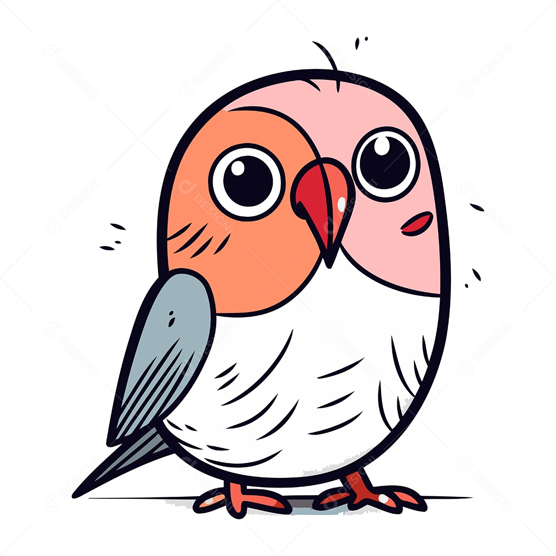 Passarinho Fofo de Desenho Animado Ilustração Vetor EPS