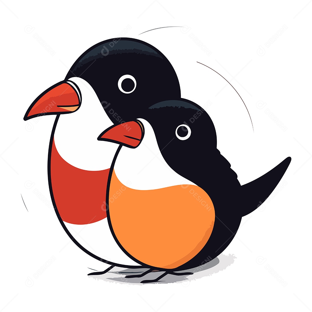 Pinguins de Desenho Animado Ilustração Vetor EPS