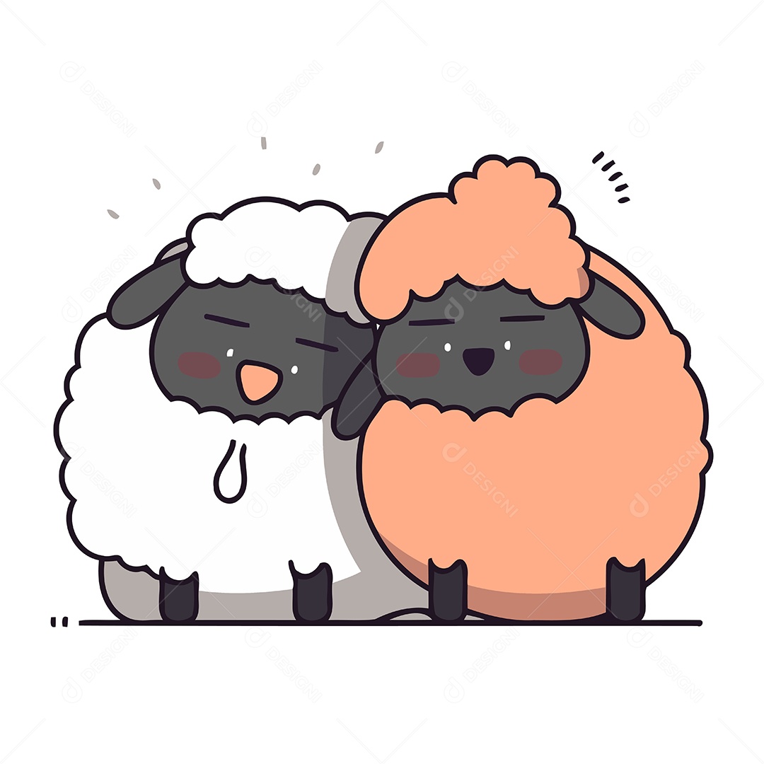 Casal de Ovelhas Desenho Animado Ilustração Vetor EPS