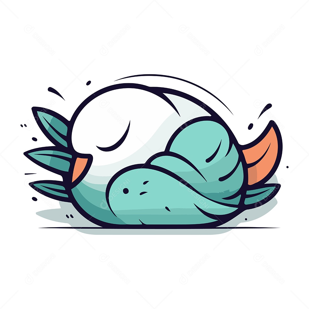 Pássaro Fofo Dormindo no Chão Ilustração Vetor EPS