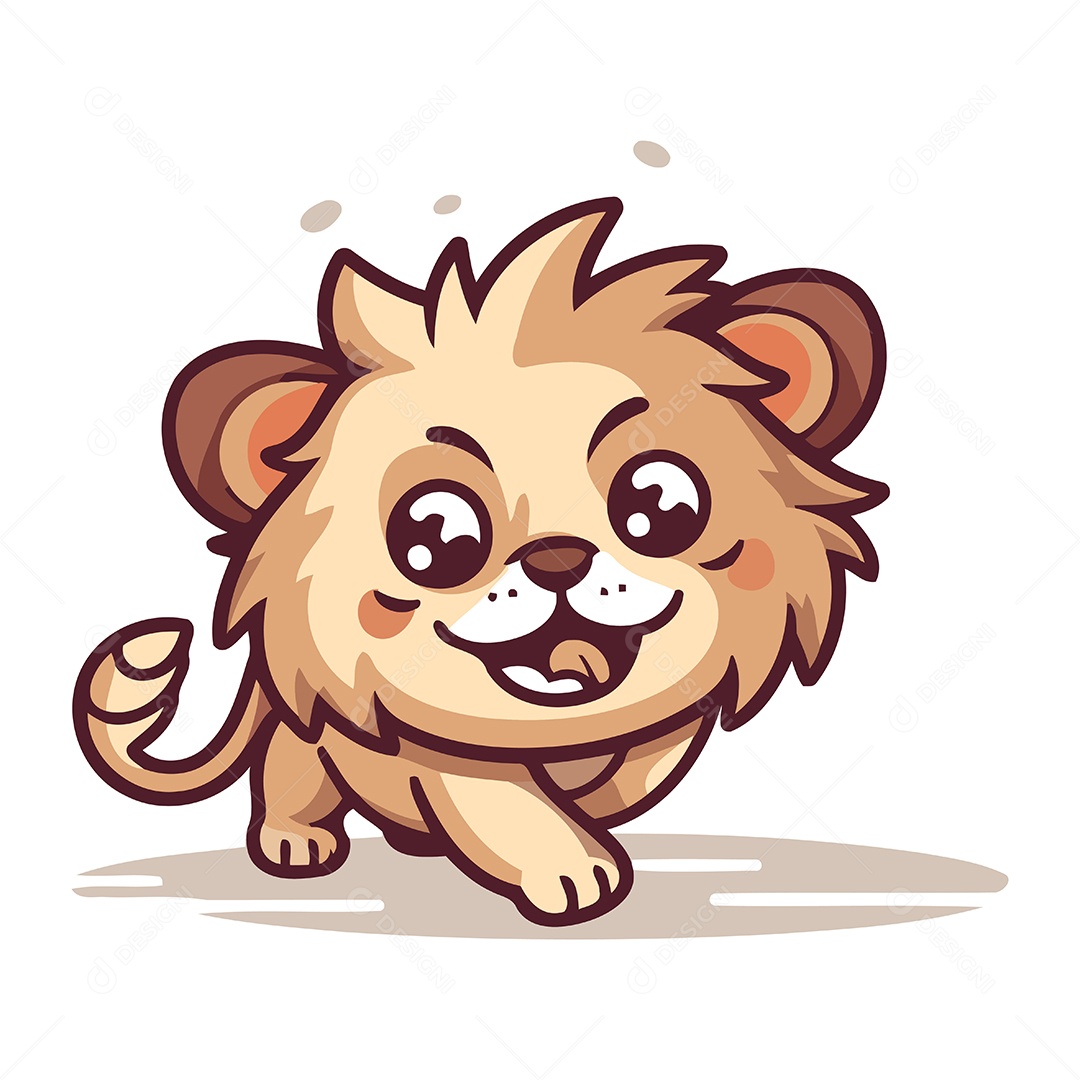 Leão Fofo de Desenho Animado Ilustração Vetor EPS