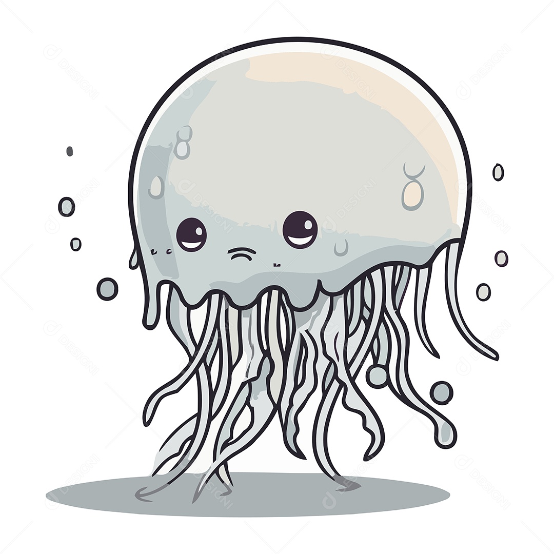 Água Viva de Desenho Animado Ilustração Vetor EPS