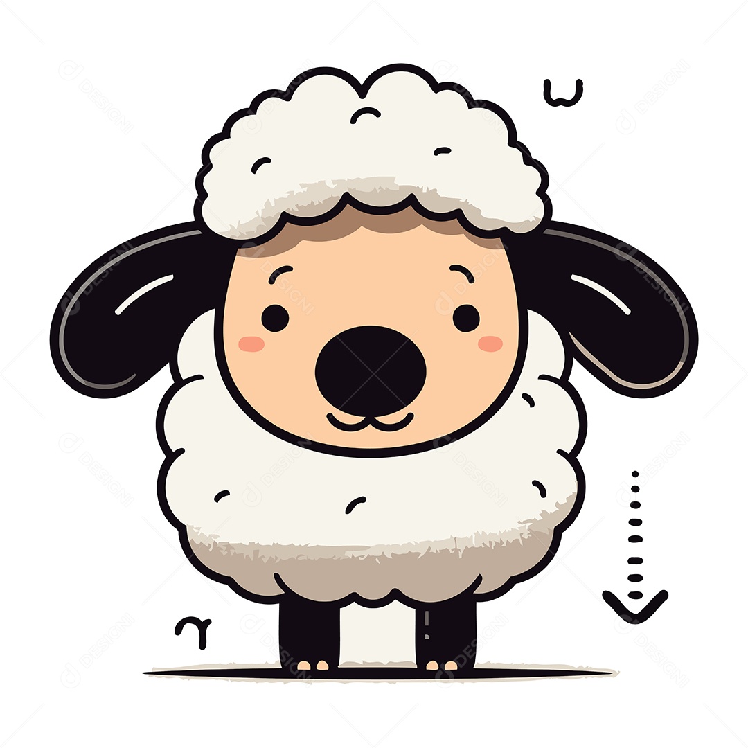 Ovelha Fofa de Desenho Animado Ilustração Vetor EPS