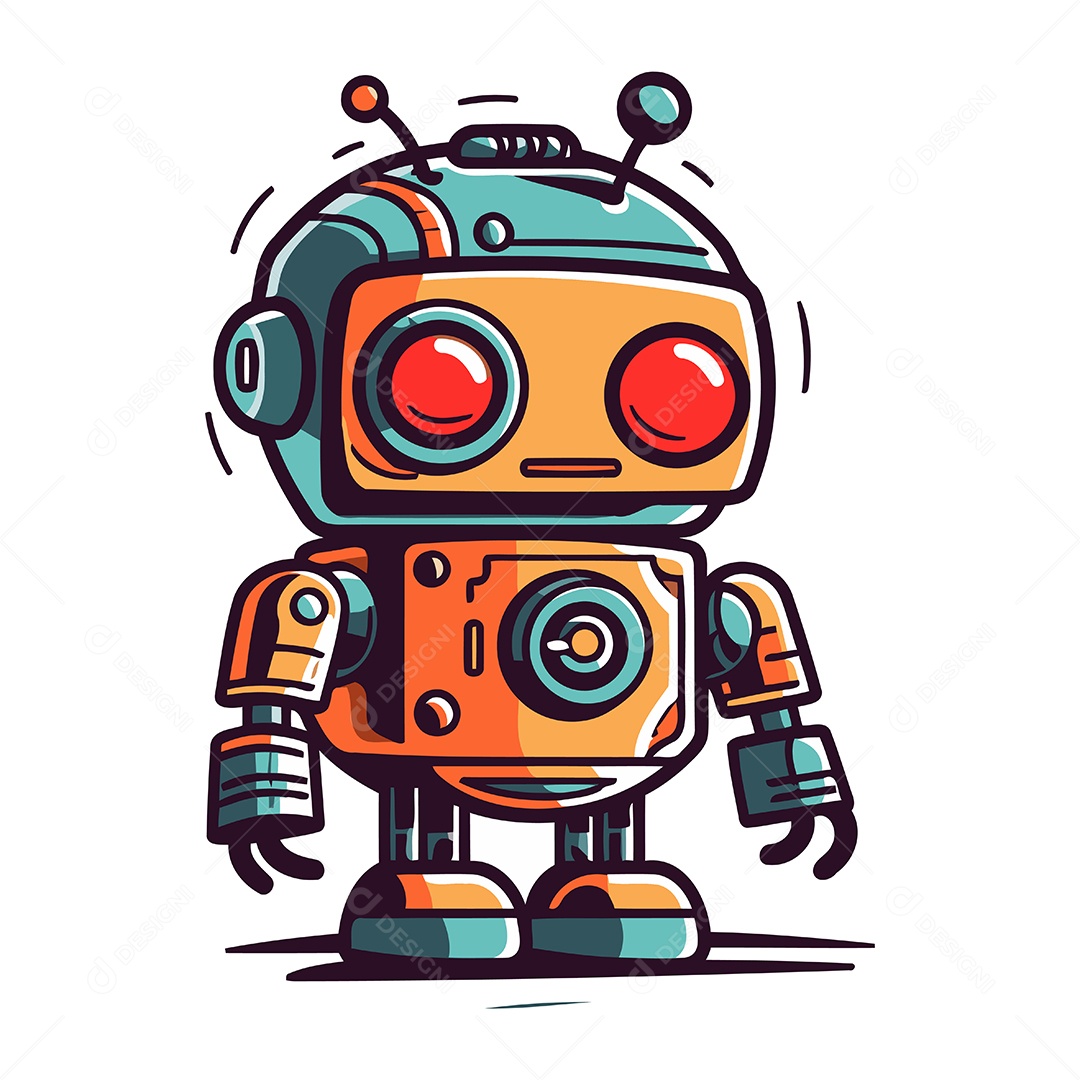 Robô de Desenho Animado Ilustração Vetor EPS